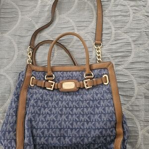 Michael Kors Navy and Tan Shoulder Bag